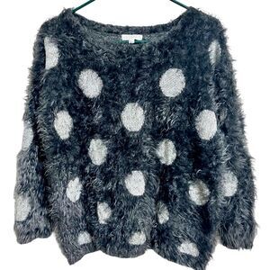 Joseph A Fluffy Polka Dot Sweater Large